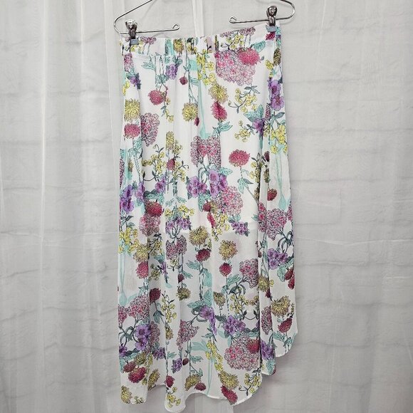 Bisou Bisou Purple Pink Floral Fairy Skirt Hi-Low Sheer Boho Midi M - Picture 6 of 10